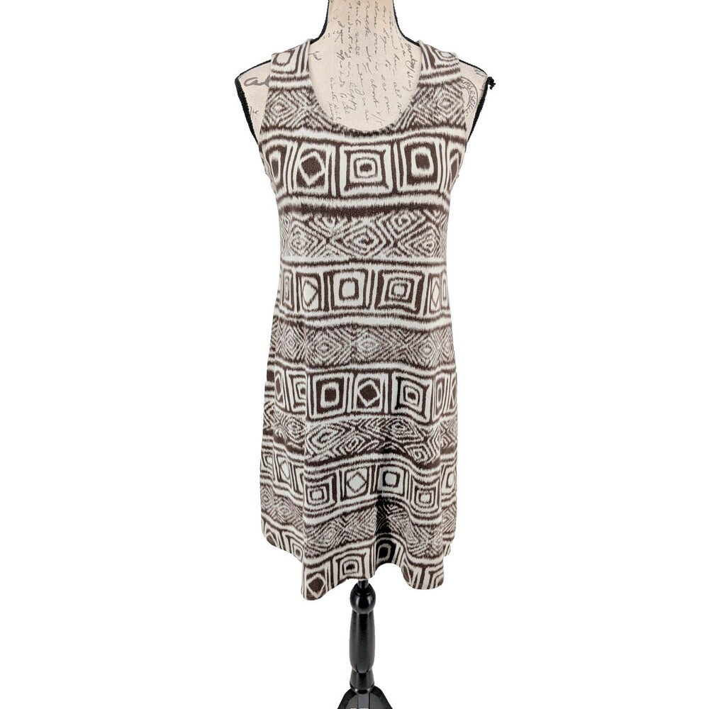 J. JILL Dress SIZE SMP White Brown Cotton Modal Sleeveless Cruise Resort Great